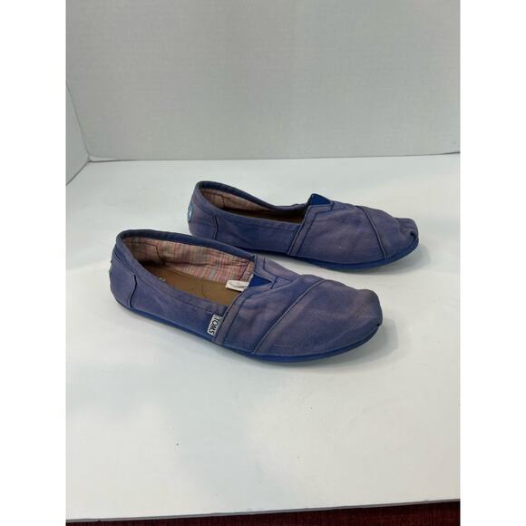 Toms Classic Alpargata Flat Shoes Blue Wash Canvas Slip On Loafer Sz 8.5 - Picture 3 of 6